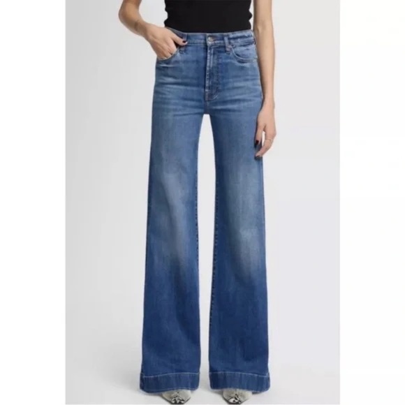 7 For All Mankind Dojo Ultra High Rise Flare Wide Leg Boho Retro 28 - Picture 7 of 7